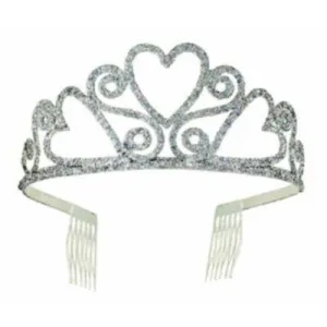 Silver Glitter Tiara-Adult