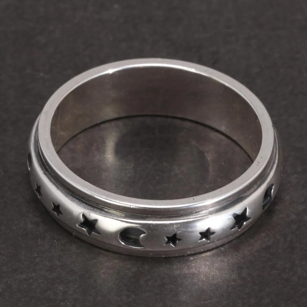 Silver Star Moon Ring