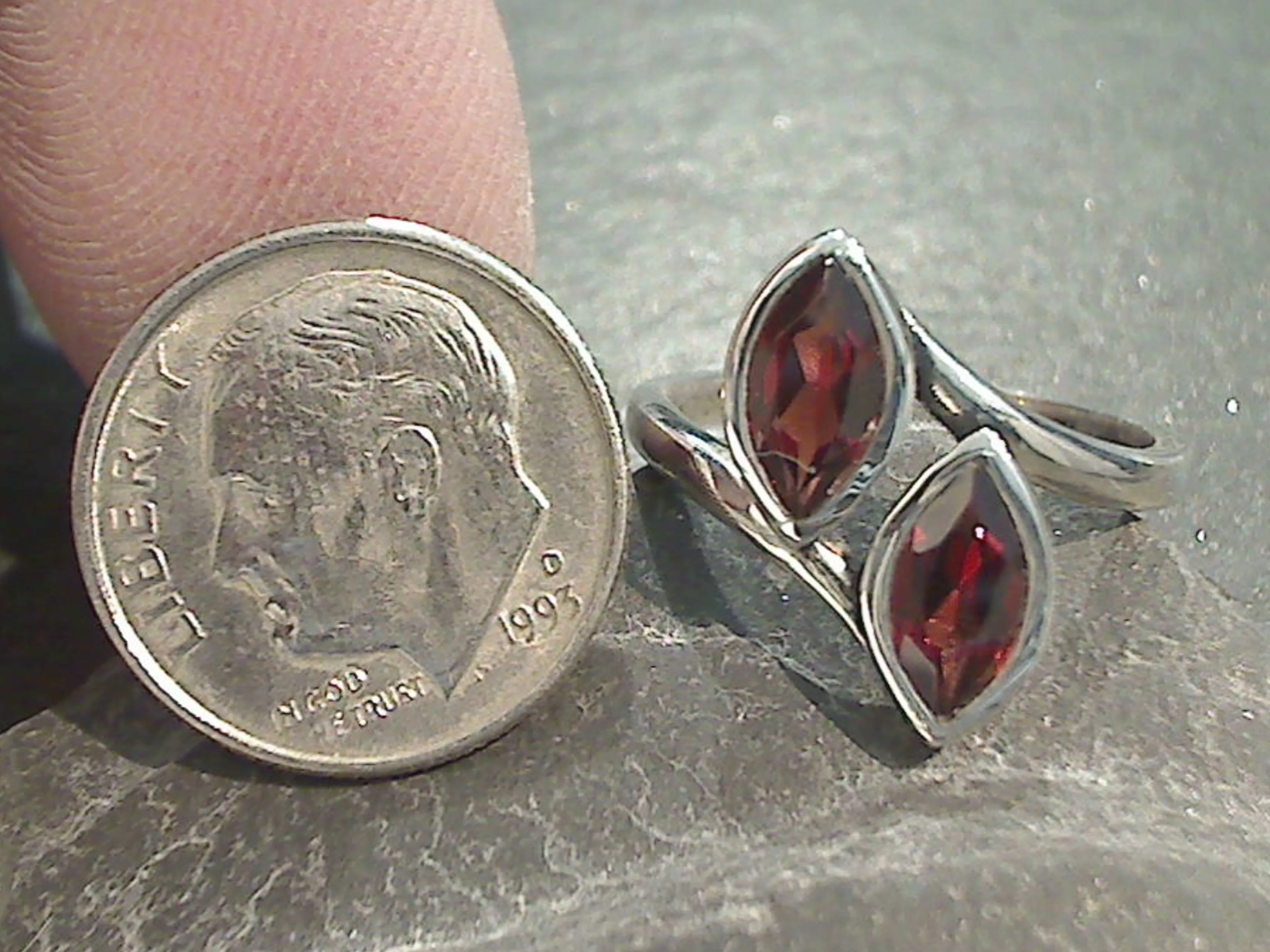 Size 7 Garnet, Sterling Silver Ring