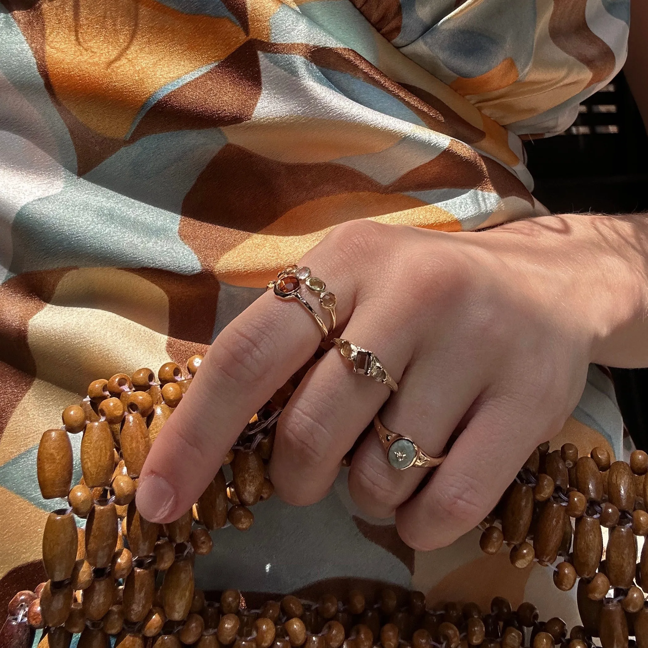 Solid Gold Orange Garnet and Diamond Dusk Ring