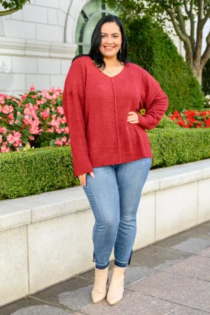 Start Of Something New V Neck Sweater In Burgundy