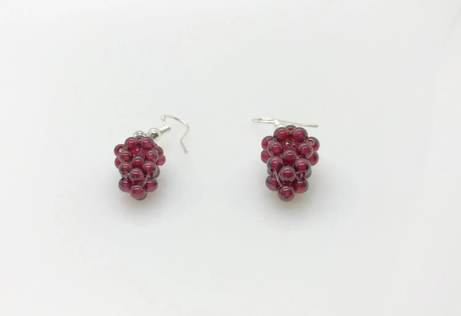 Sterling Silver Garnet Grape Cluster Earrings