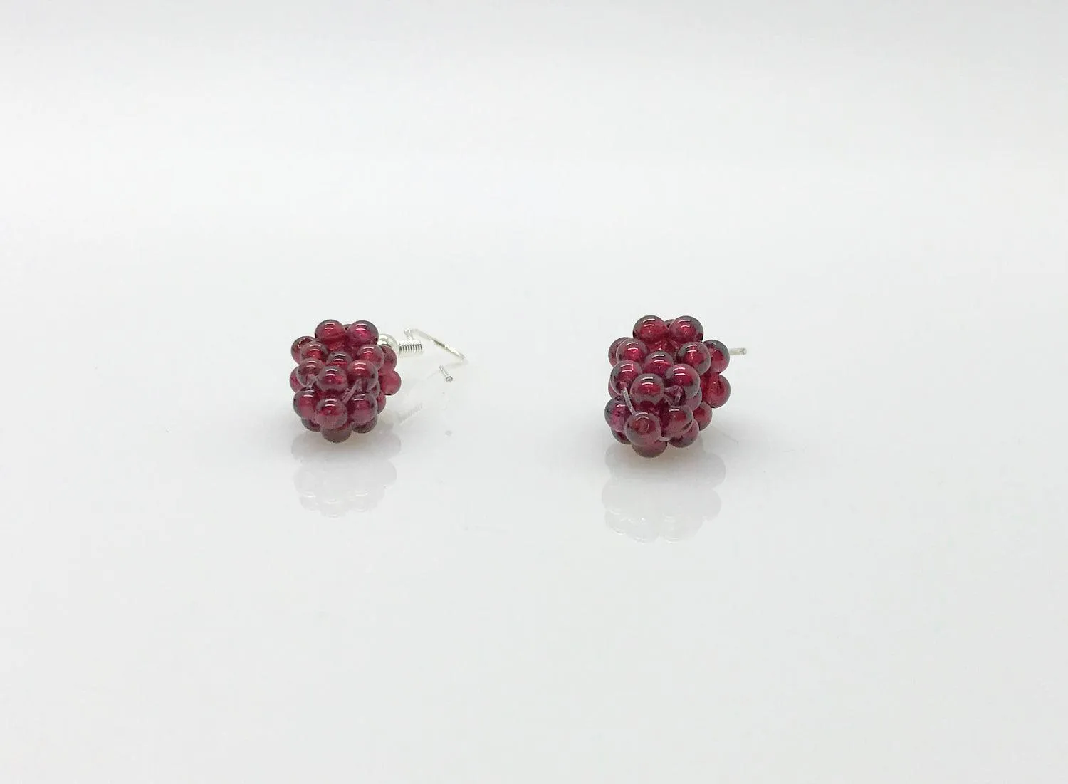 Sterling Silver Garnet Grape Cluster Earrings