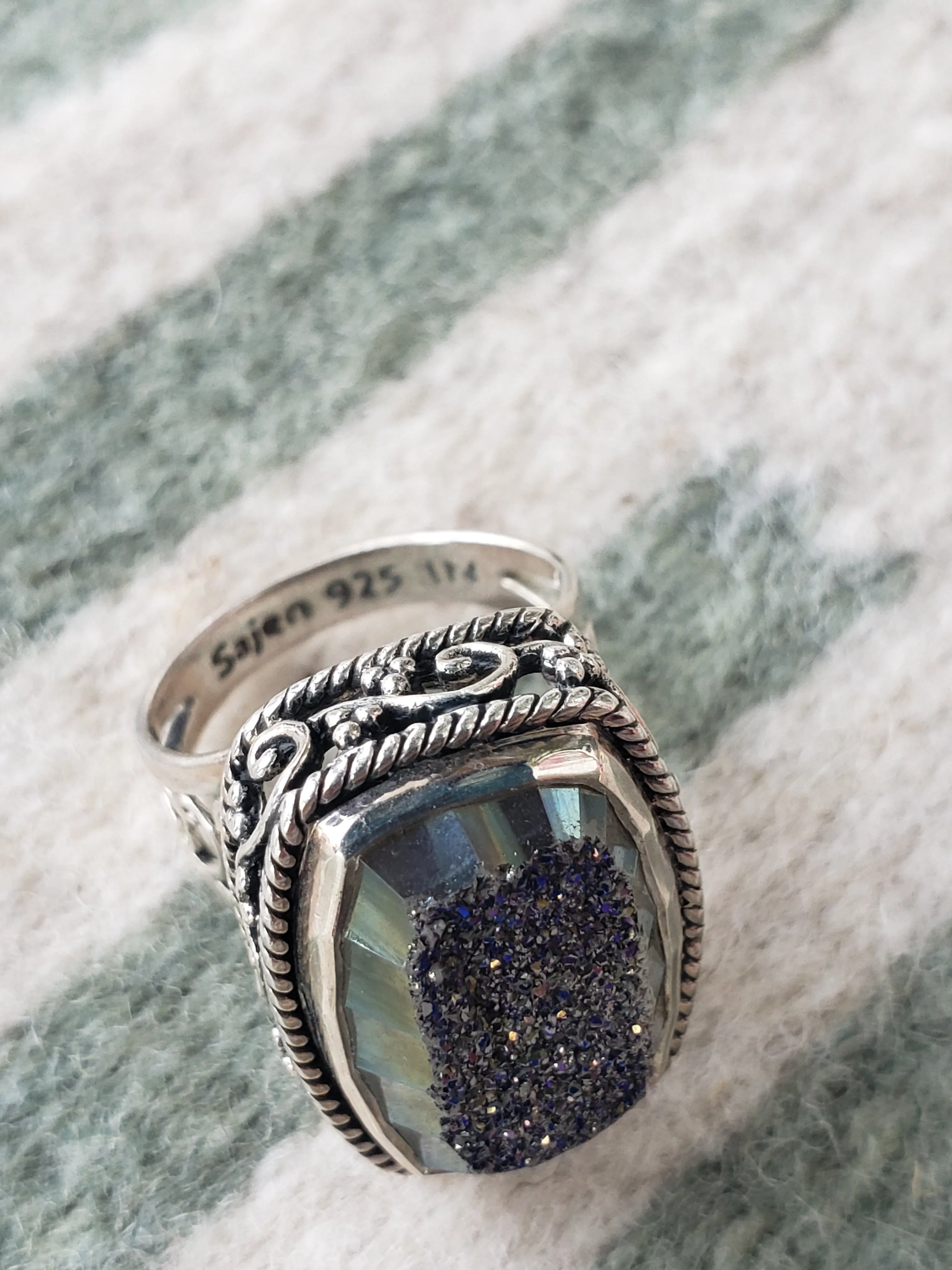 Sterling window druzy ring size 7.5