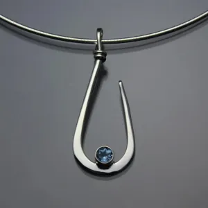 Swiss Blue Topaz Pendant Necklace PEN030TZ Sterling Silver or 14K Gold by John Tzelepis Jewelry