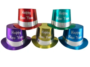 Top Hats, Happy New Year, Paper, Astd Prismatic Colors - 25pcs/Box