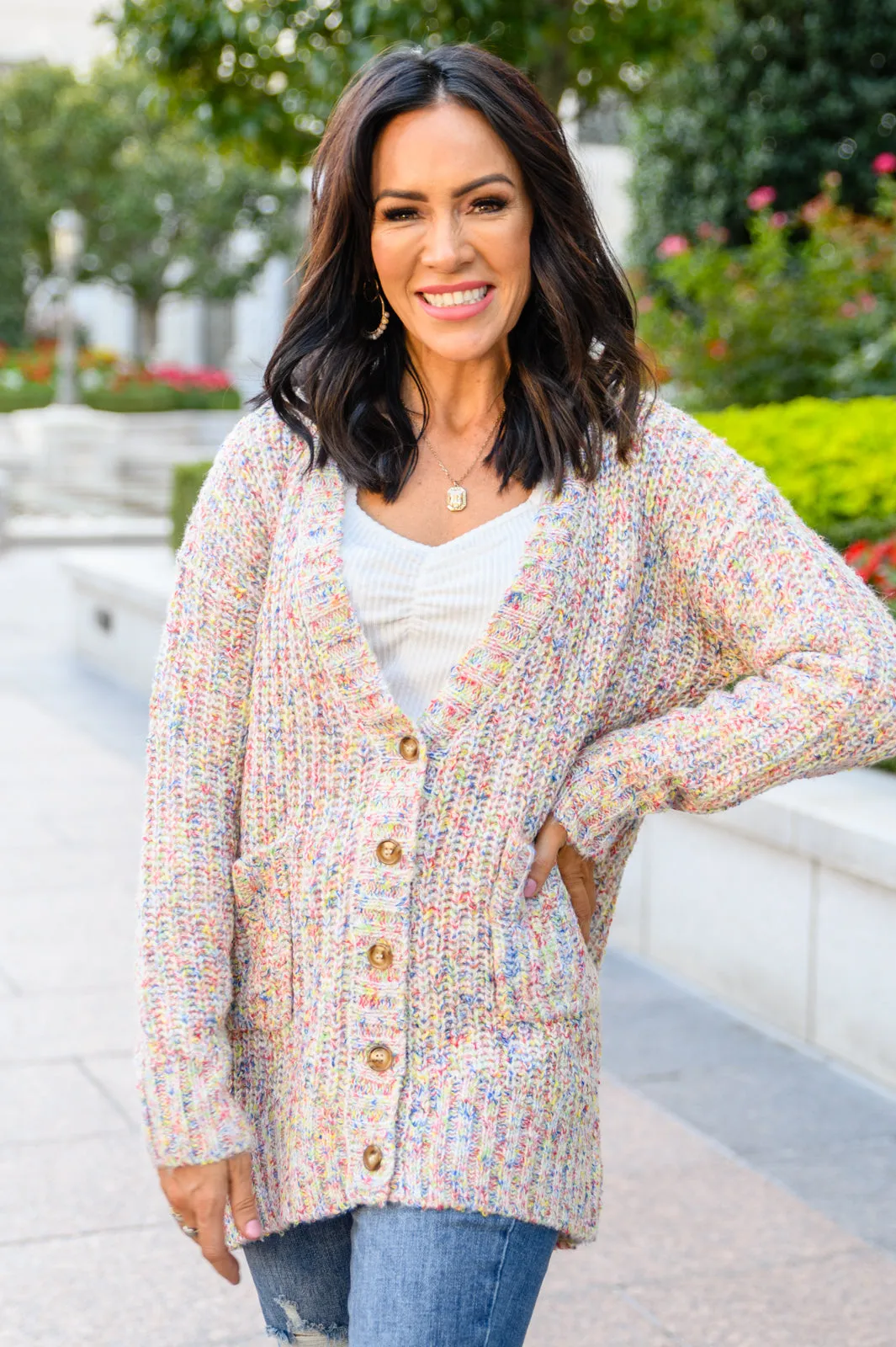 True Feelings Multi Color Mixed Thread Cardigan