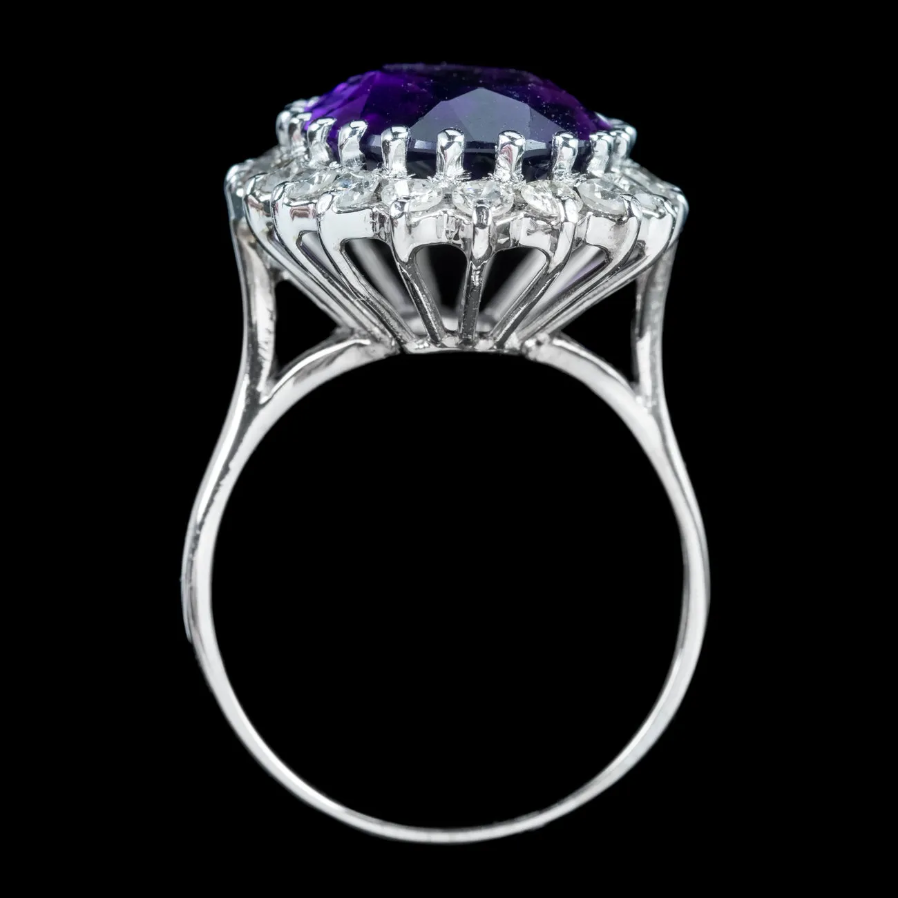 Vintage Amethyst Diamond Cocktail Ring 7ct Amethyst