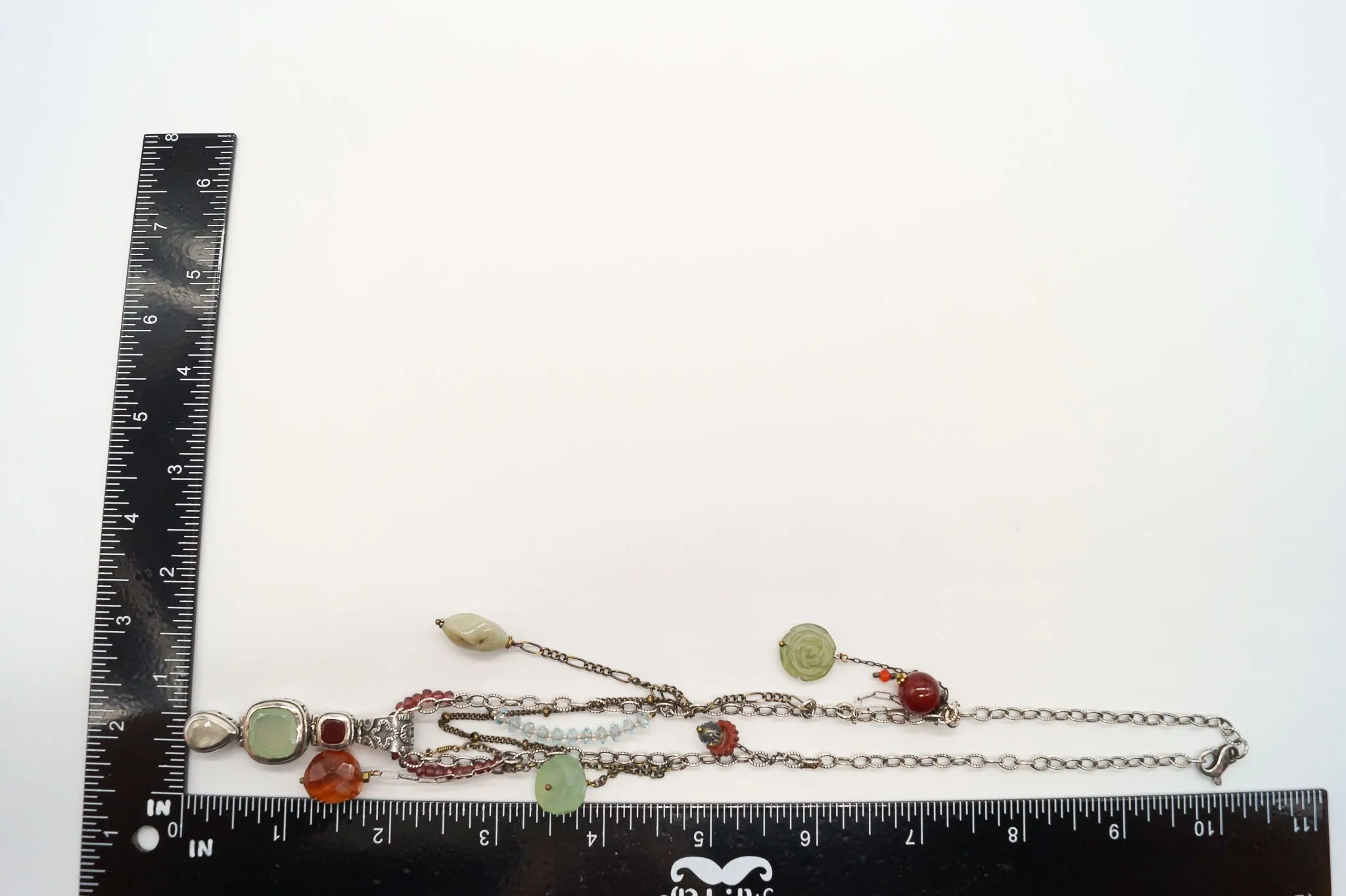 Vintage Multi Gemstone Bead Sterling Silver Necklace