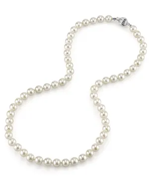 White Japanese Akoya Choker Length Pearl Necklace, 6.5-7.0mm - AAA Quality