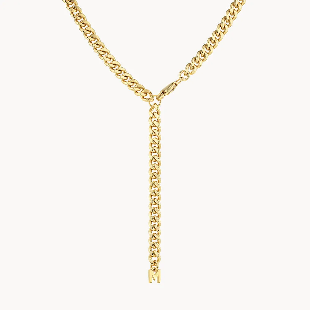 White Topaz Curb Chain Necklace in Gold