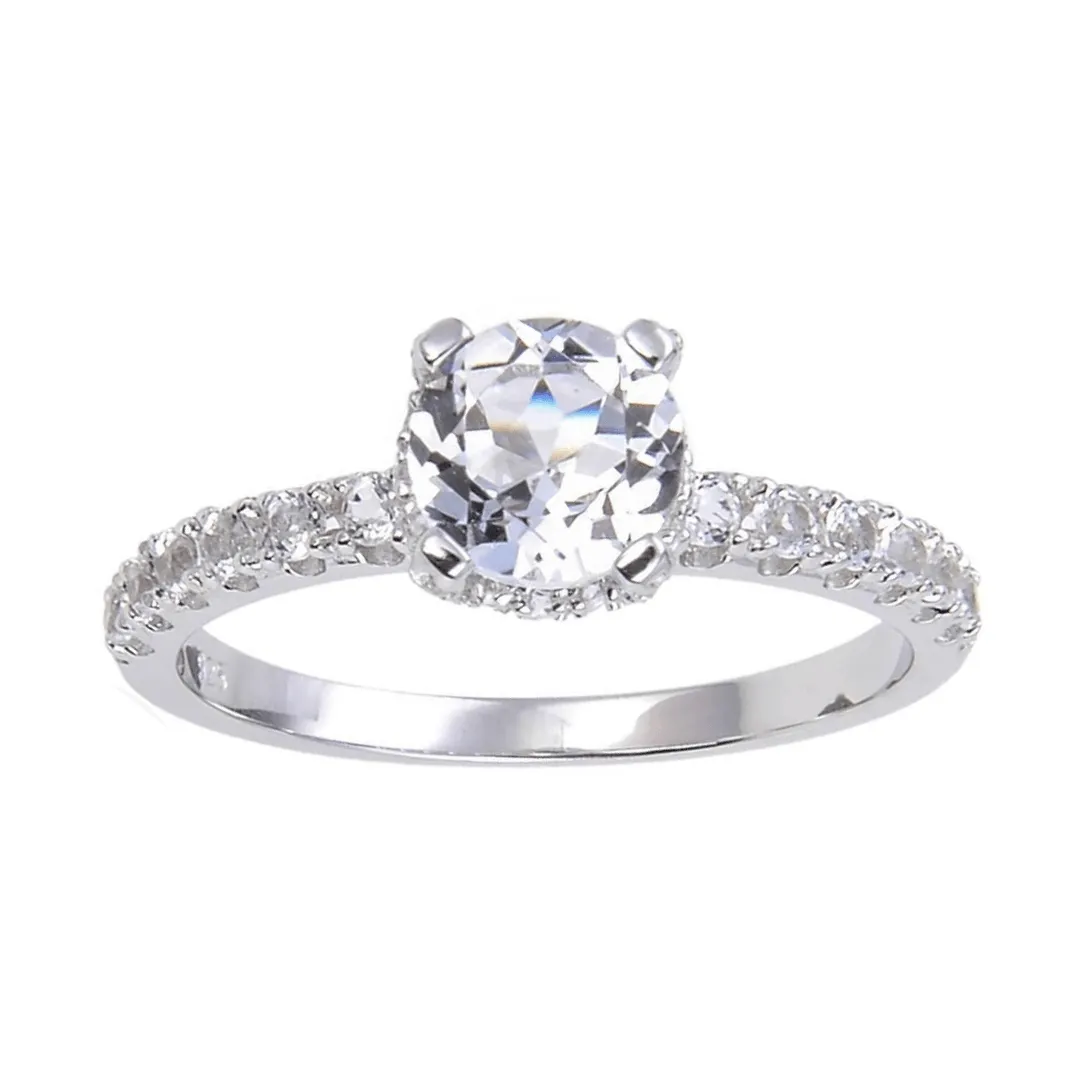 White Topaz Solitiare Engagement Ring